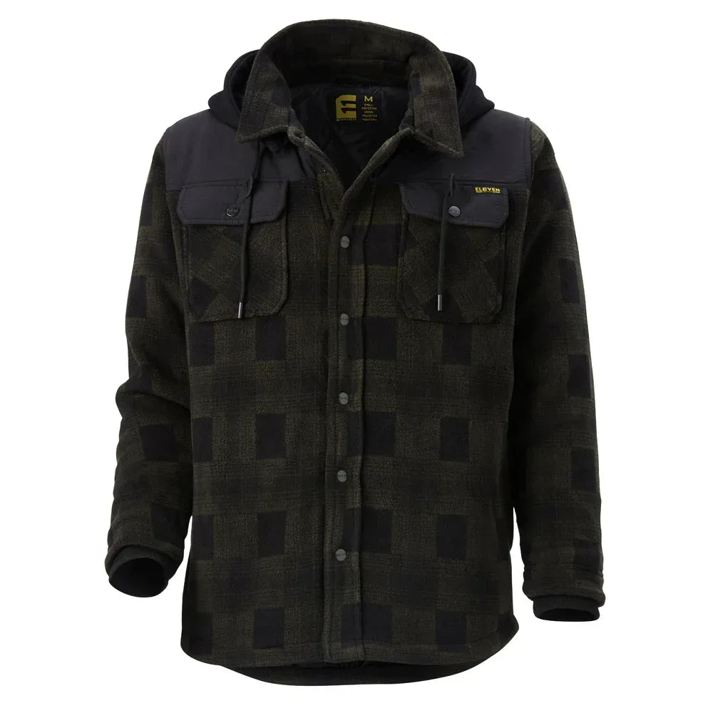 ELEVEN Workwear Check Polar Fleece Jacket - Black/Forest - RSEA Safety Outlet